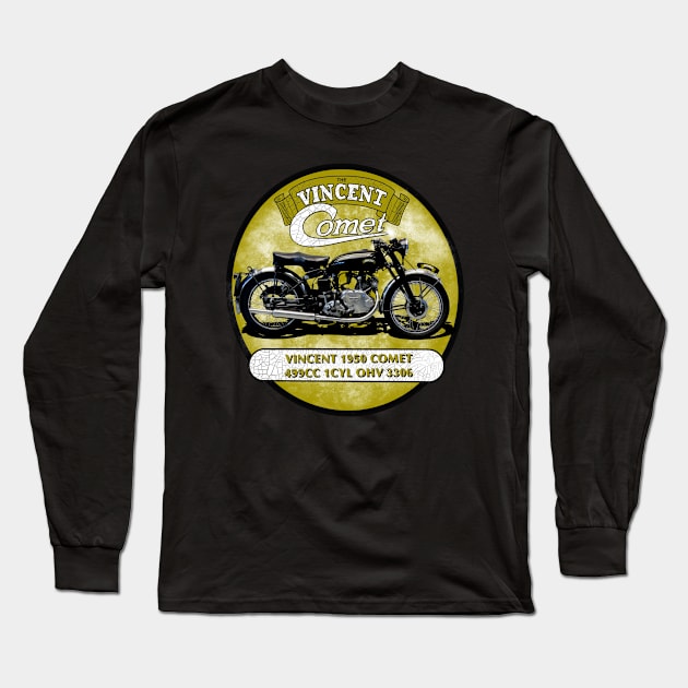 1950 500cc Comet Classic Motorcycle 1CYL OHV Long Sleeve T-Shirt by MotorManiac